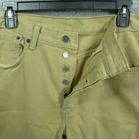 Levi's 501 Button Fly Beige Straight Leg Jeans Men's Size Tan Men's Size 34x30 - Picture 2 of 13